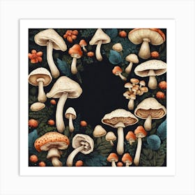 Mushroom Wreath 2 Art Print