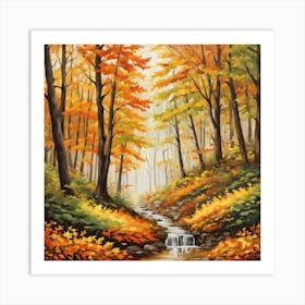 Forest In Autumn In Minimalist Style Square Composition 137 Art Print