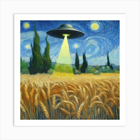 Aliens In The Wheat Field 1 Art Print