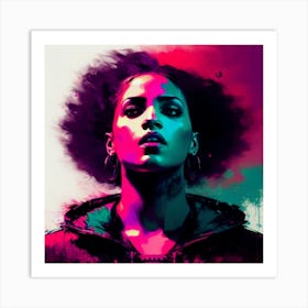 Woman With An Afro Art Print