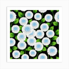 Blue Chrysanthemums 3 Art Print