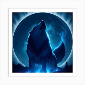 Lunar Wolf style 3 Art Print