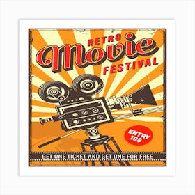 Retro Movie Festival Poster, vintage cinema poster Art Print