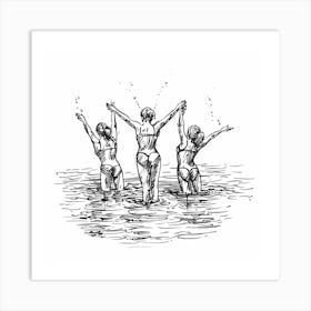 Three Women In The Water Art Print