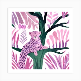 Pink Leopard In Jungle Art Print