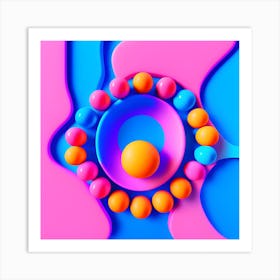 3d Background With Colorful Balls Art Print