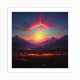 Sunset In The Mountains 17 Art Print