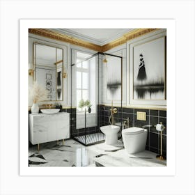 Gold And Black Bathroom Decor Art Print