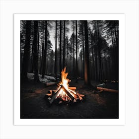 Campfire In The Woods 5 Art Print