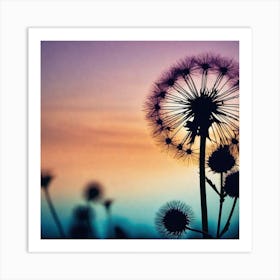 Sunset Dandelion 4 Art Print