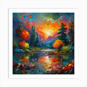 Sunset By The River Art Print