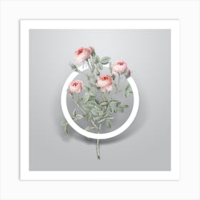 Vintage Burgundian Rose Minimalist Botanical Geometric Circle on Soft Gray n.0012 Art Print