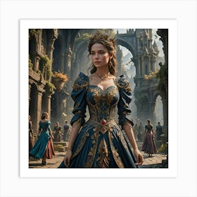 Beautiful Women In Dress Art Print