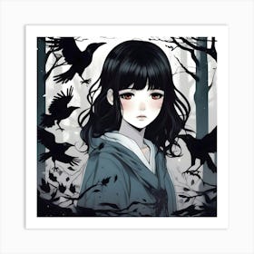 Anime Crow Girl Art Print