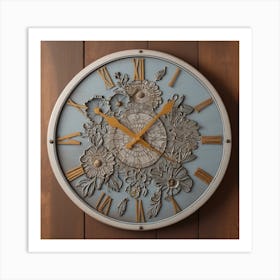 Floral Wall Clock Art Print