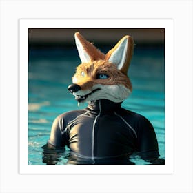 Fox In The Pool 1 Art Print