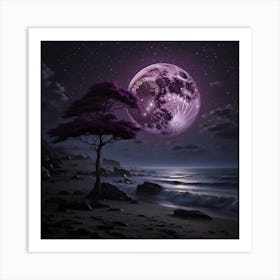 Purple moon Art Print