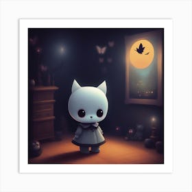 Cute Cat In The Dark Art Print