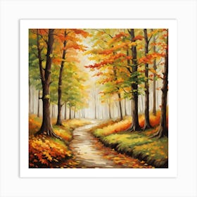 Forest In Autumn In Minimalist Style Square Composition 281 Art Print