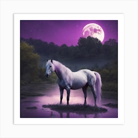 Horse In The Moonlight Art Print