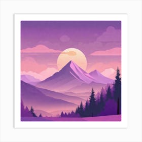 Misty mountains background in purple tone 31 Art Print