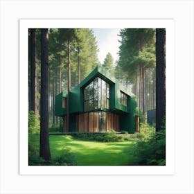 Modern architecture in a green forest Art Print