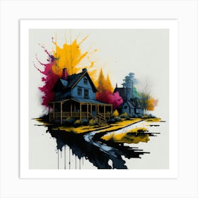 Colored House Ink Painting (102) Art Print