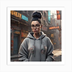 Girl In Hoodie Art Print