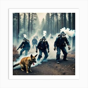 Russian Soldiers In Gas Masks Art Print