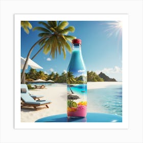 Bottle On The Beach Art Print