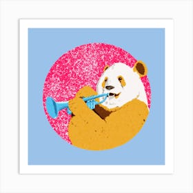 Panda Bear Playing Trumpet, animals, music, illustration, wall art Art Print