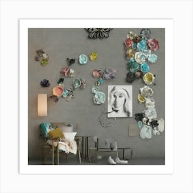 Room With Flowers On The Wall Art Print