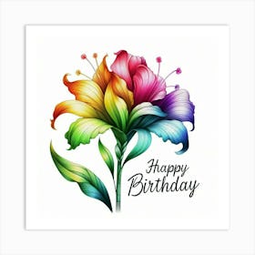 Happy Birthday Flower Gift 1 Art Print