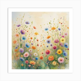 Vibrant Multicolored Wildflowers Varying I 03 Art Print