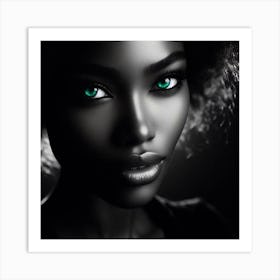 Black Woman With Green Eyes 13 Art Print