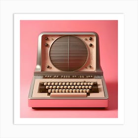 Old 1950s Computer On A Pink Background, Retro Futurism 3 Art Print