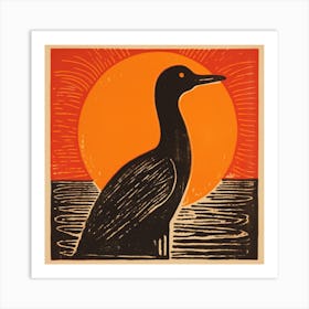 Retro Bird Lithograph Coot 1 Art Print