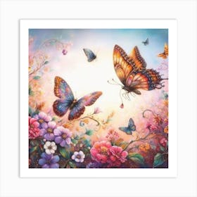 Butterflies In The Garden Art Print