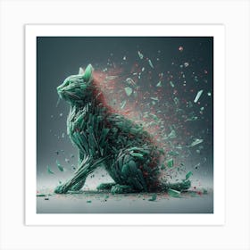 Cat from green glass Art Print