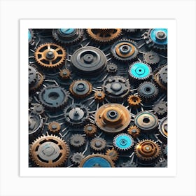 Background Of Gears 9 Art Print