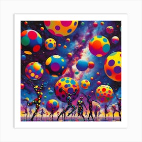 Cosmic Polka-Dot Dance Art Print