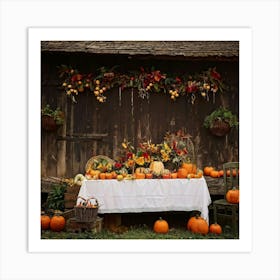 An Organic Farm During A Jubilant Fall Festival Apple And Pumpkin Decorations Adorn The Table A Co (2) 2 Art Print