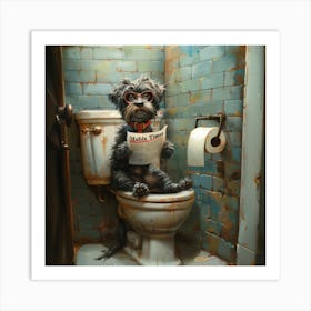 Mabel Reading Newspaper in the Loo Art Print