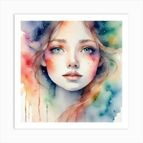 Watercolor Of A Girl 2 Art Print