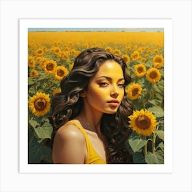 Sunflower Girl Art Print