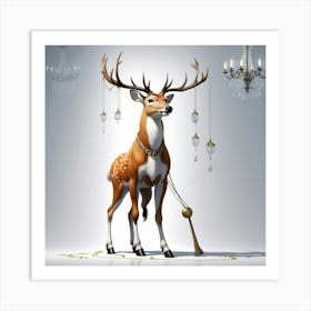 Deer With Chandeliers 1 Art Print