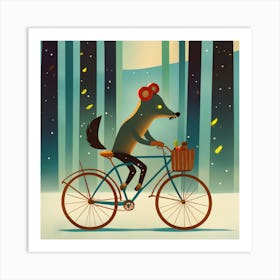 Fox On A Bike Art Print