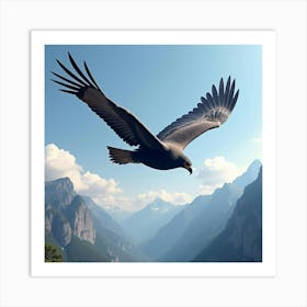 A Majestic Andean Condor Soaring Above The Mountains 2 Art Print