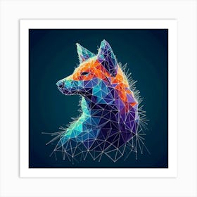 Polygonal Fox String Art Concept Art Print