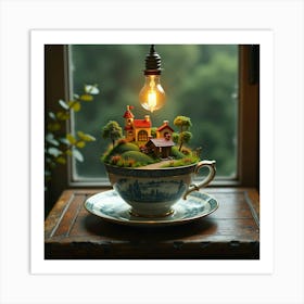 Miniature Village In A Teacup Art Print